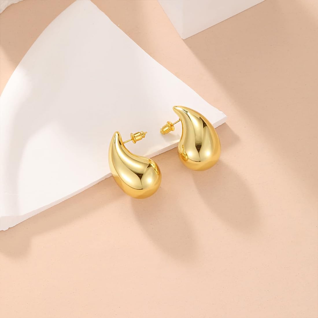 Yellow Chimes Earrings for Women and Girls Fashion Golden Hoop Stud Earrings | Gold Plated 2 Pairs Western Teardrop Studs Hoops Earrings | Birthday Gift for Girls & Women Anniversary Gift for Wife