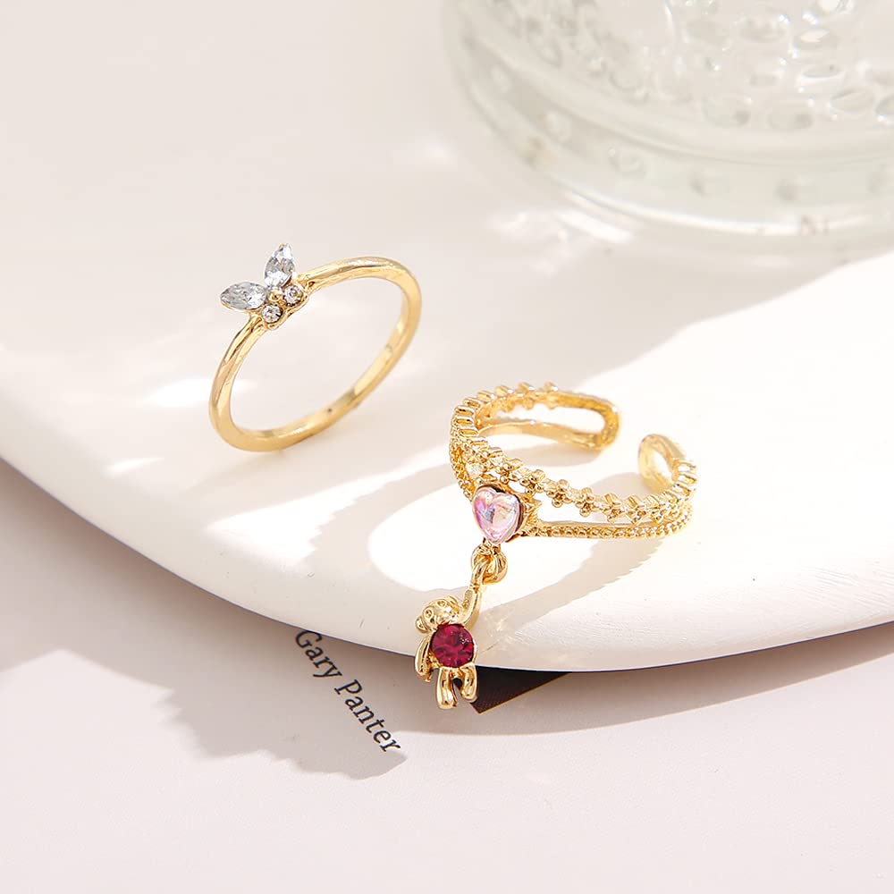 Yellow Chimes Ring For Women Stunning Gold Plated Multilayered Charm Attached Eye-CatchingRings For Women and Girls