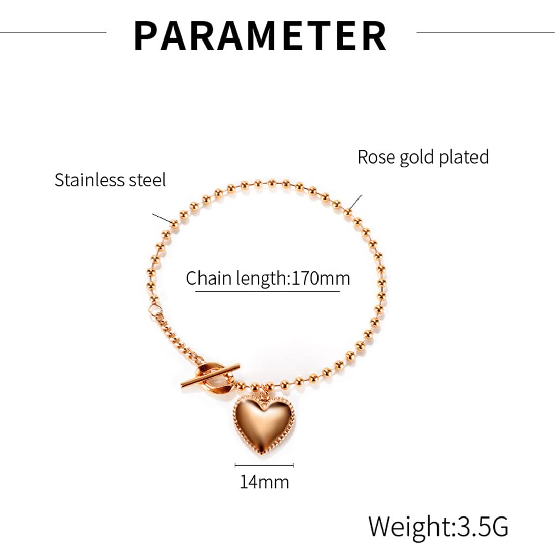 Yellow Chimes Bracelet for Women and Girls Rose Gold Bracelets for Women and Girls | Western Style Stainless Steel Heart Charm Chain Bracelet | Birthday Gift For girls and women Anniversary Gift for Wife