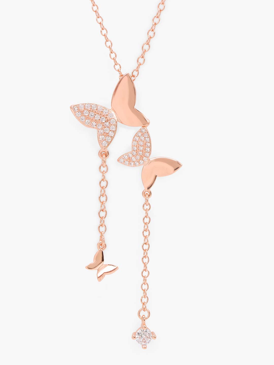 Yellow Chimes Butterfly Pendant for Women Express Your Feelings Collection 18K Rose Gold Plated Chain Pendant for Women and Girls Valentine Gift for Girls