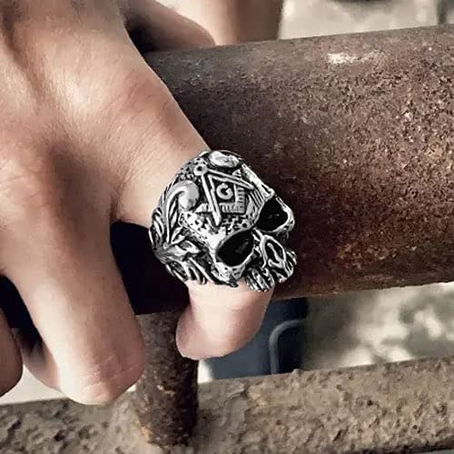 Yellow Chimes Rings for Men Stainless Steel Silver Black Skull Design Band Ring for Men and Boys.