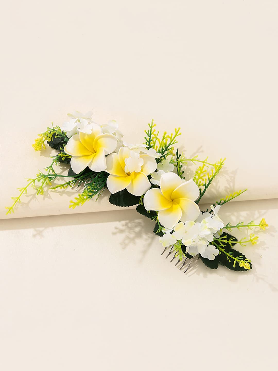 Yellow Chimes Comb Pin for Women Hair Accessories for Women Floral Hair Pins for Women Artificial Floral Hair Pin Bridal Hair Accessories for Wedding Side Pin/Hair Clip/Juda Pin Accessories for Women