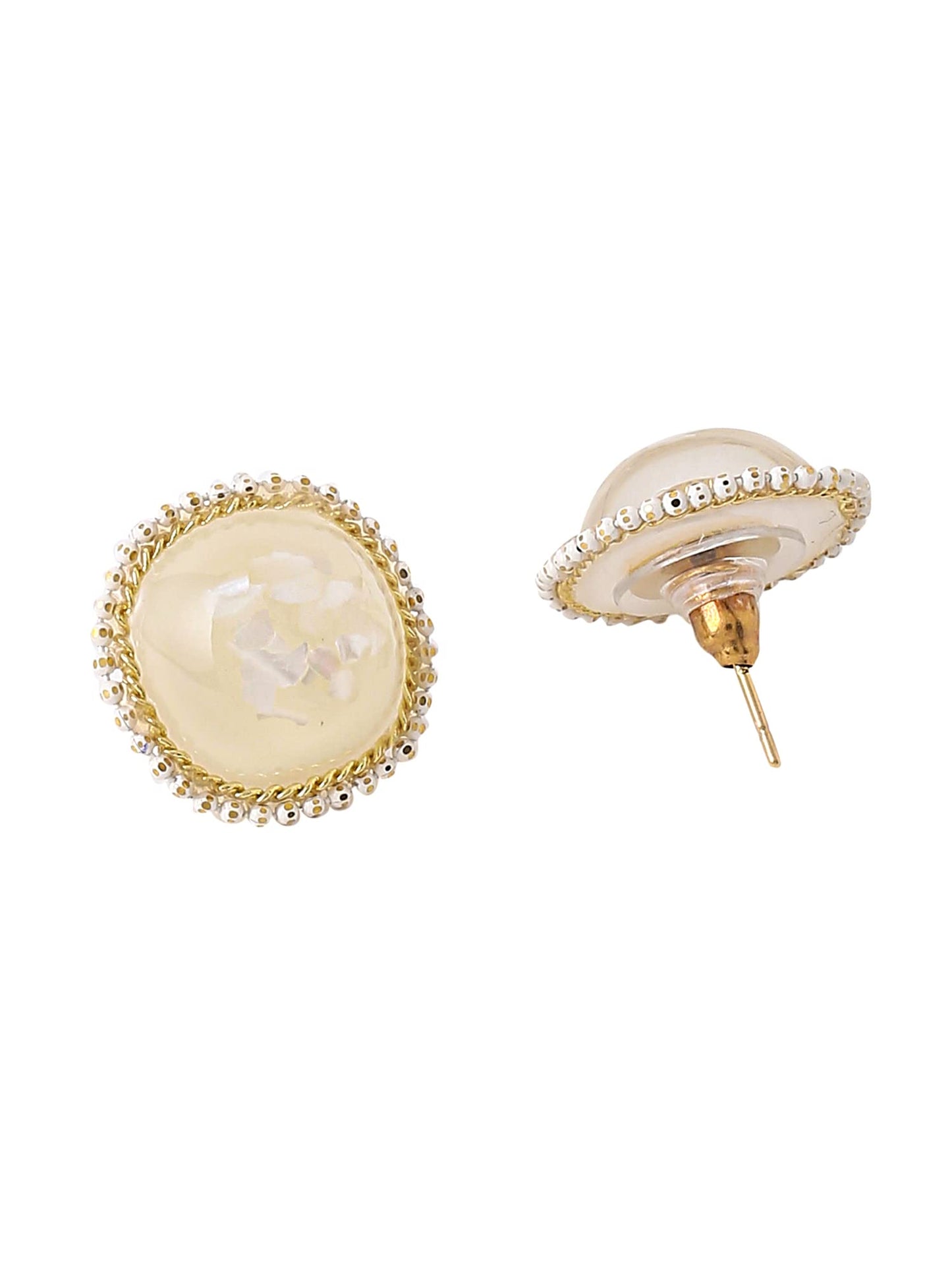 Yellow Chimes Earrings For Women Gold Tone Geometrical Pearl Stud Earrings For Women and Girls