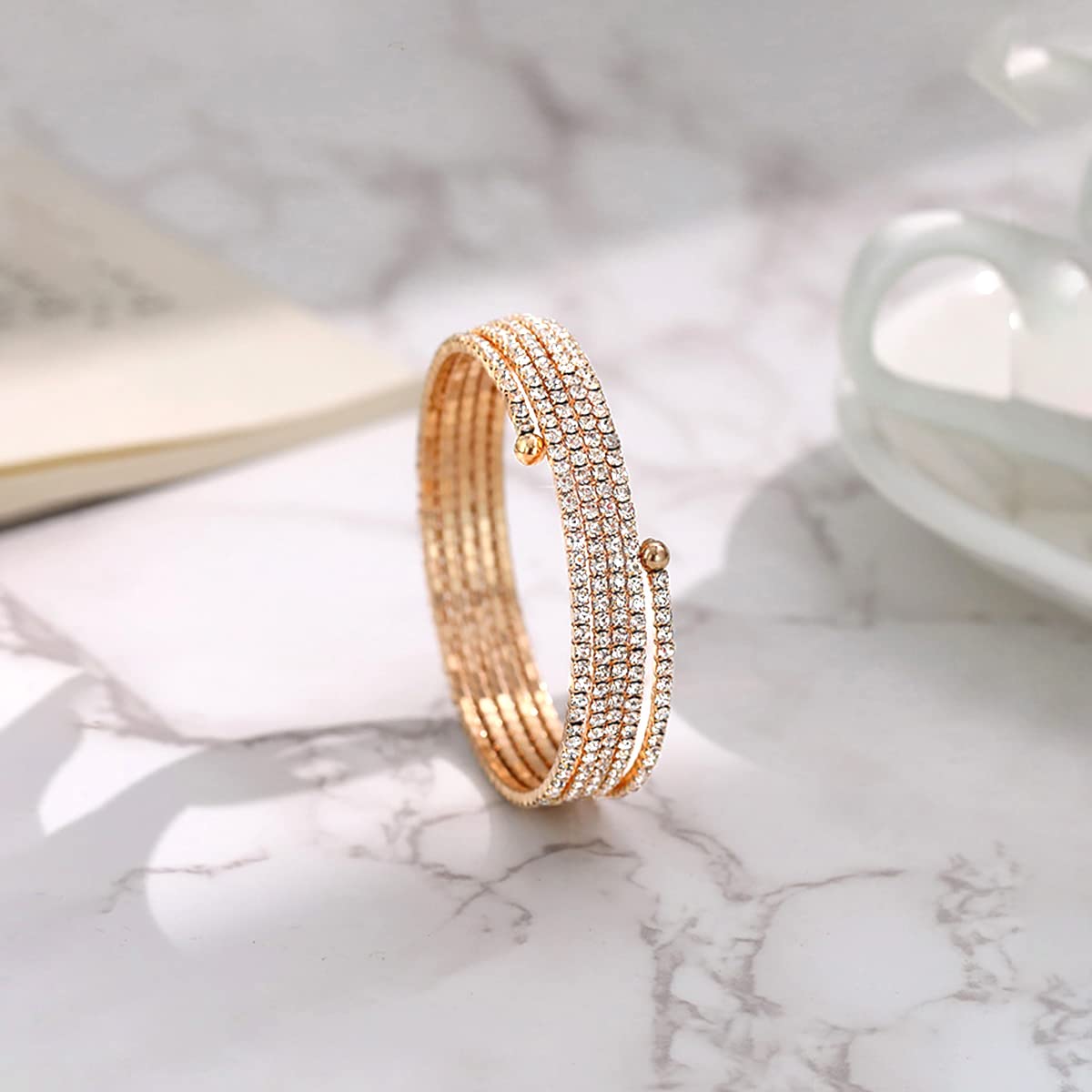 Yellow Chimes Bangles For Women Gold Tone Crystal Lightweight Bangle Bracelet For Women and Girls