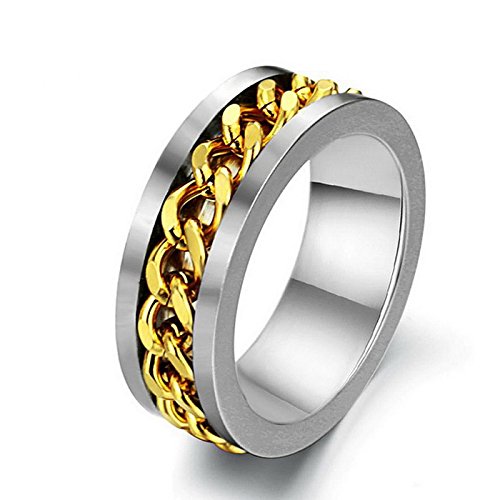 Yellow Chimes Rings for Men Tough Dude Chain Ring Stainless Steel Golden Chain Rings for Men and Boys.