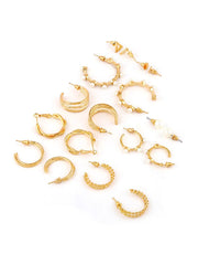 Kairangi Hoop Earrings for Women Set Of 9 Pairs Gold Plated Combo Hoop Stud Earrings Set For Women and Girls