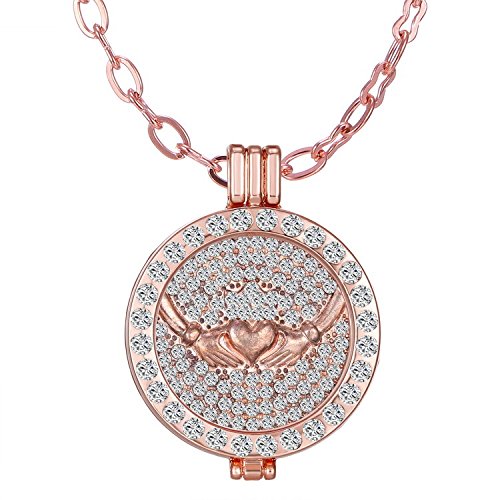 Yellow Chimes Mother Love Holded Heart Rose Gold Crystal Pendant for Women