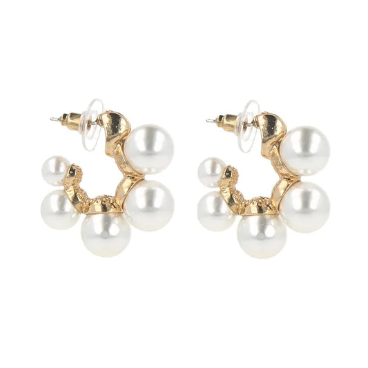 Yellow Chimes Earring For Women Gold Toned Pearl Studded Hoop Earrings For Women and Girls