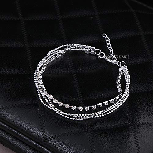 Yellow Chimes Anklets for Women Fashion Crystal Anklets Silver Plated Chain Crystal Anklet for Girls and Women.