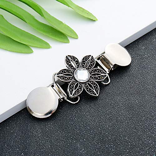 Yellow Chimes Elegant Cardigan Brooch Sweater Collar Shawl Clip Classic Floral Design Stylish Silver Plated Brooch for Women