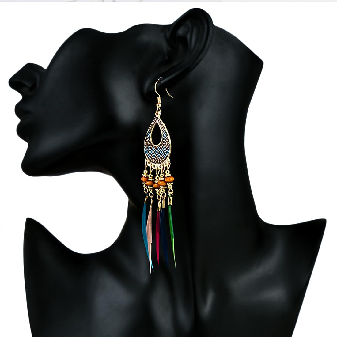 Kairangi Tassel Earrings for Women Multicolor Feathers Gold Plated Long Tassel Earrings for Women and Girls