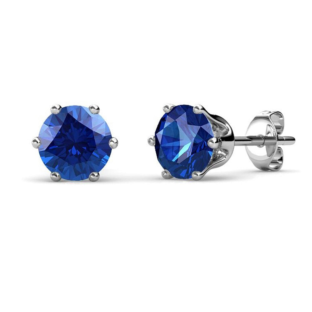 Yellow Chimes Crystal from Swarovski Stud Earrings in Macaroon Box for Women and Girls (Sapphire)