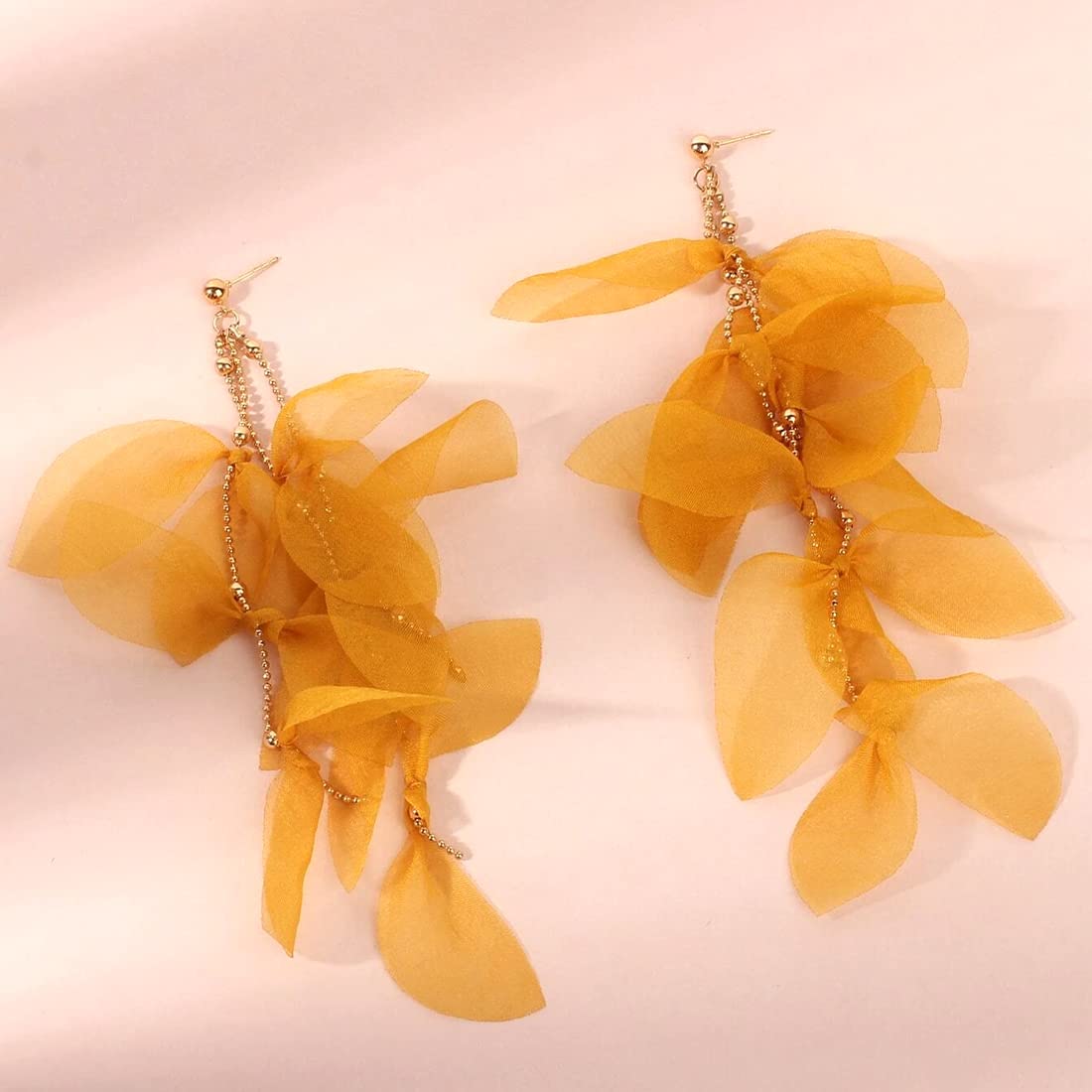 Yellow Chimes Earrings For Women Yellow color Petal Shape Designed Long Drop Dangler Earrings For Women and Girls