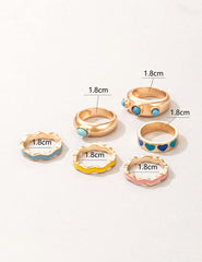 Yellow Chimes Rings for Women & Girls Stack Rings for Girls | Gold Tone Enamel Multi Designed Stack Ring for Women | Birthday Gift For girls & women Anniversary Gift for Wife