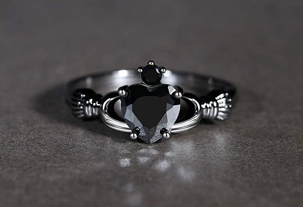 Yellow Chimes Elegant Cut Heart Ring for Women & Girls (Black Gun Plating)