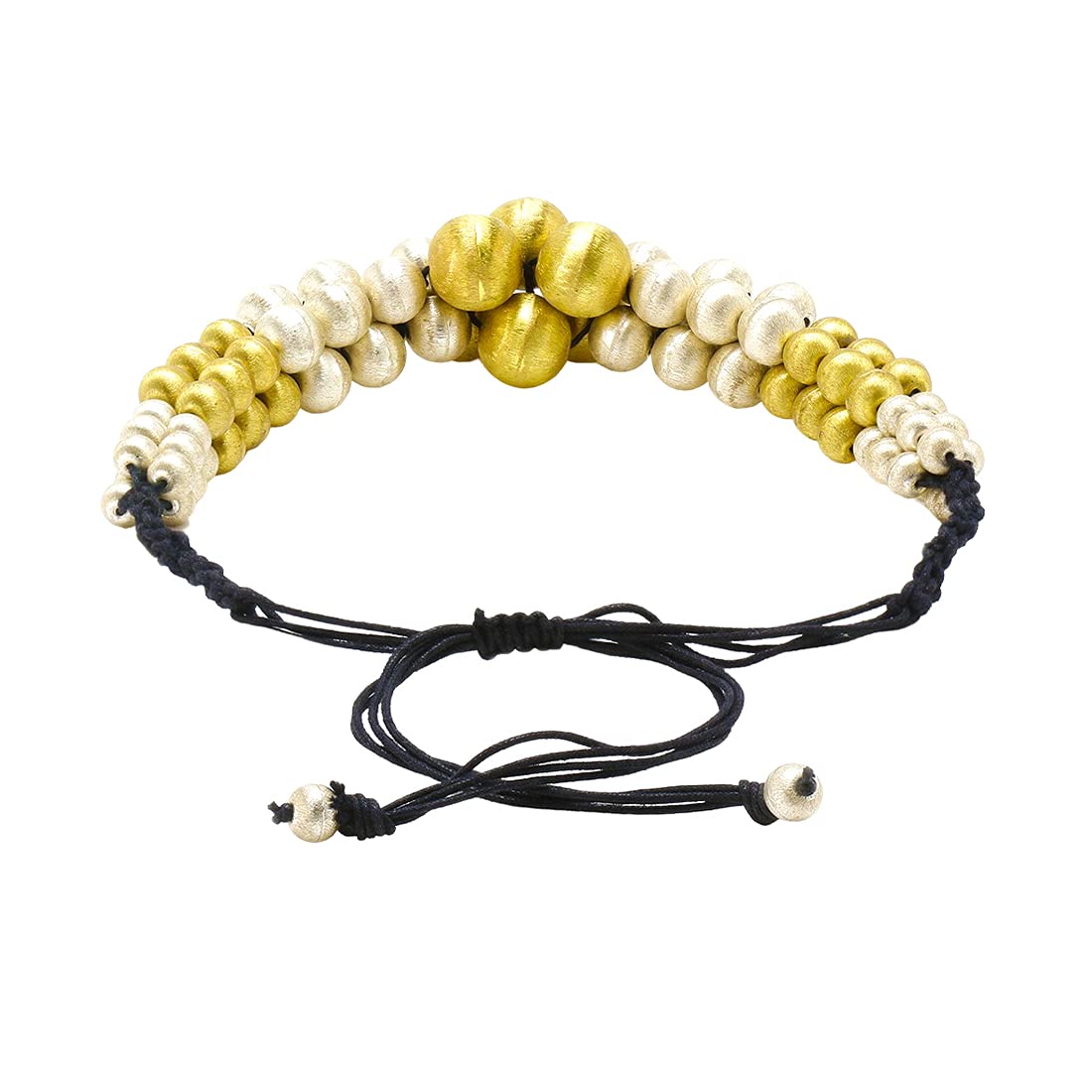 Yellow Chimes Traditional Gold and Silver Beads Design Hand Made Dori Thread Choker Necklace for Women and Girls