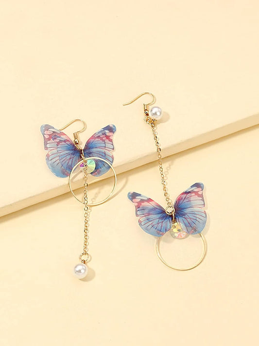 Kairangi Earrings For Women Blue Butterfly Attached Dangle Drop Earrings For Women and Girls