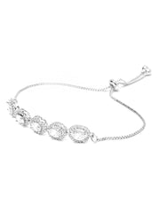 Yellow Chimes AD Bracelet for Women Rhodium-Plated White American Diamond AD-Studded Circular Chain Bracelet For Women and Girls