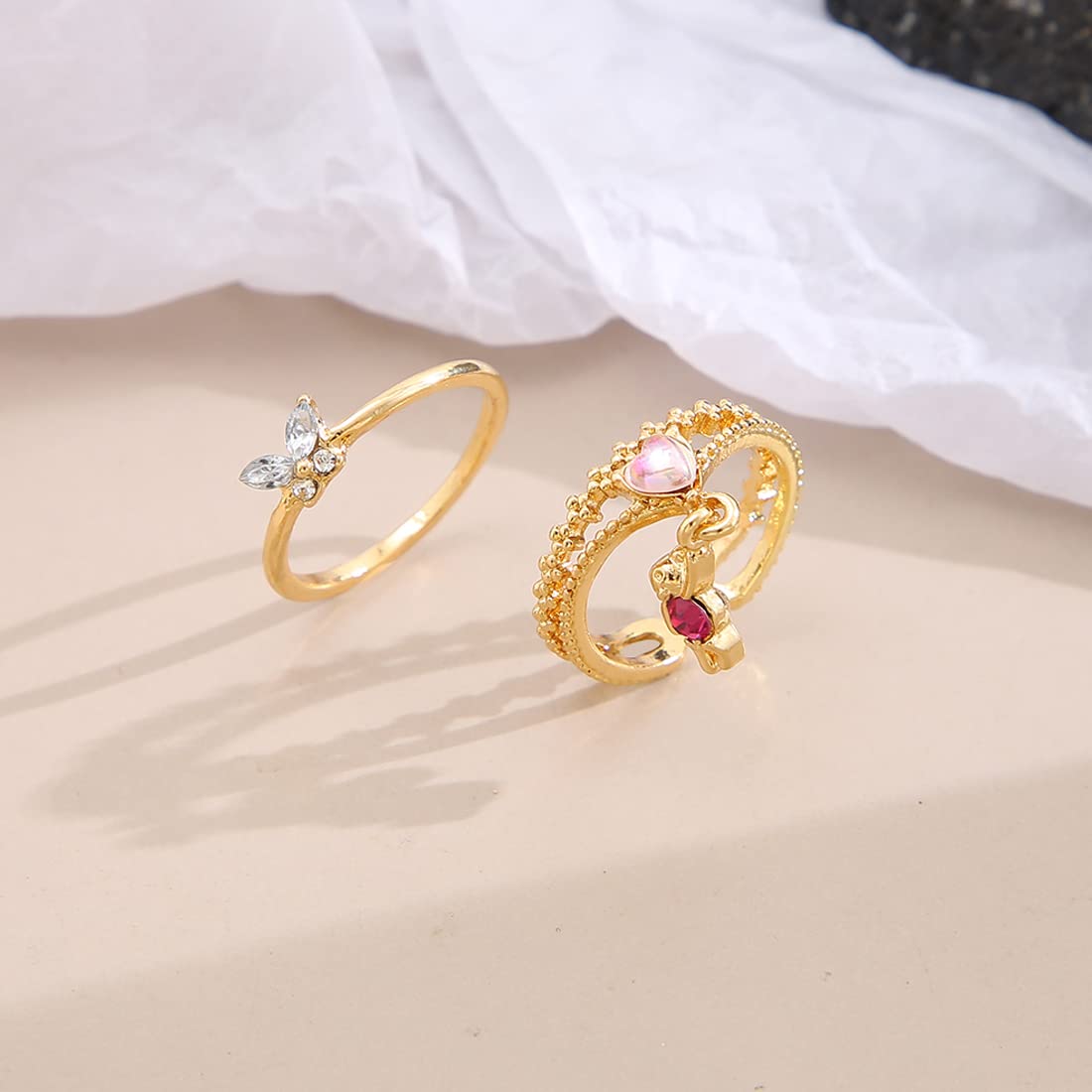 Yellow Chimes Ring For Women Stunning Gold Plated Multilayered Charm Attached Eye-CatchingRings For Women and Girls