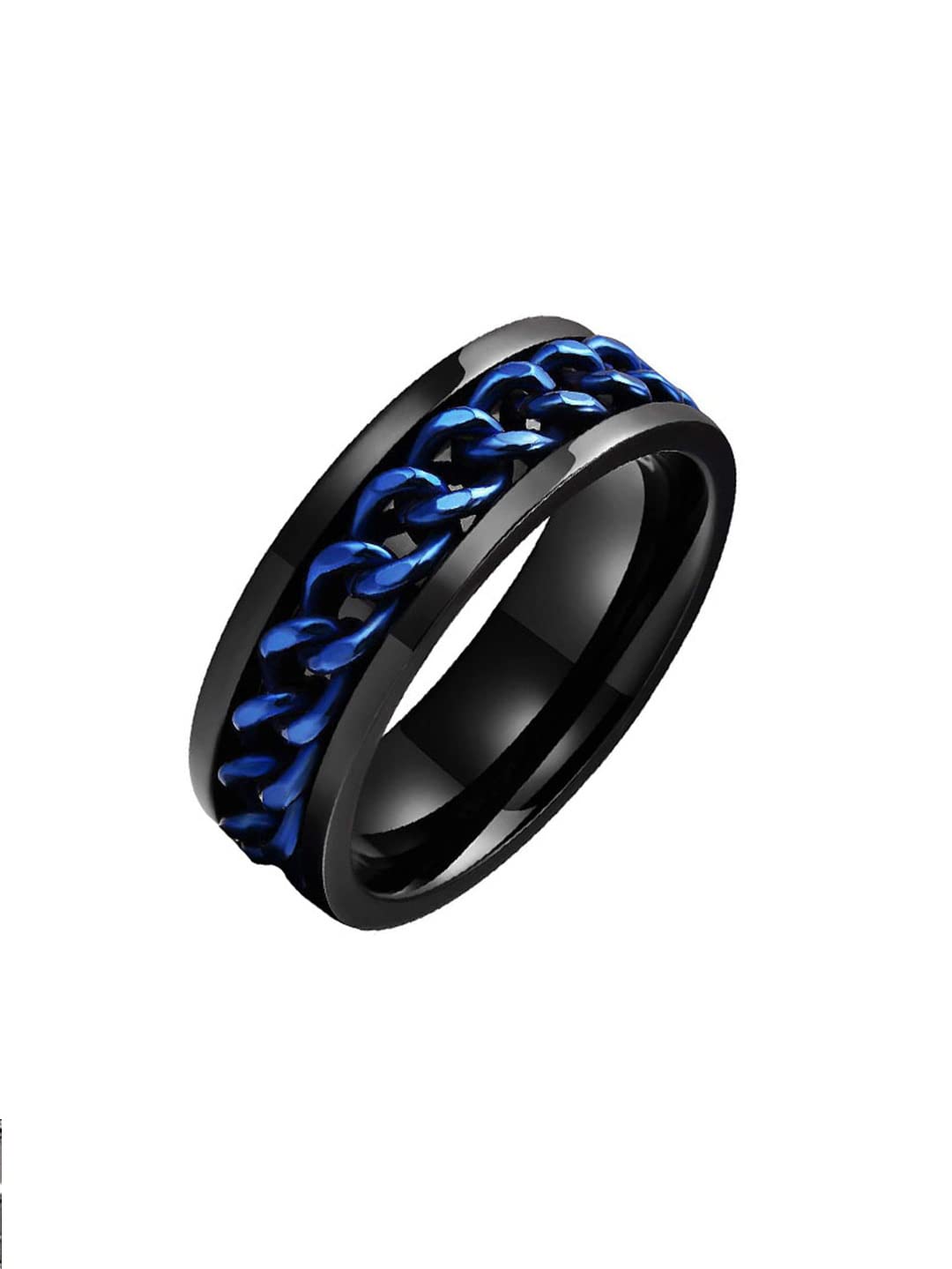 Yellow Chimes Rings for Men Black and Blue Colored Stainless Steel Band Designed Rings for Men and Boys