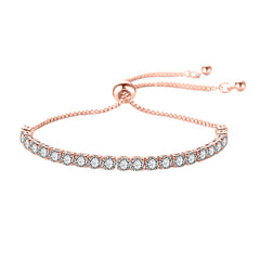 Kairangi Bracelet for Women and Girls Rosegold Crystal Bracelets for Women and Girls | Adjustable Chain Bracelet for Girls | Birthday Gift For girls & women Anniversary Gift for Wife