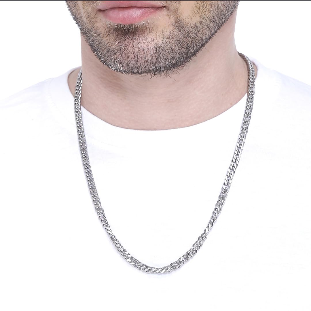 Yellow Chimes Chain for Men and Boys Silver Chain Neck Chain for Men | 2 Pcs Combo of Stainless Steel Chains for Men | Birthday Gift for Men and Boys Anniversary Gift for Husband