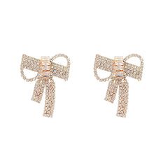 Yellow Chimes Earrings For Women Gold Tone Sparkling Crystal Studded Bow Knot Shape Drop Earrings For Women and Girls