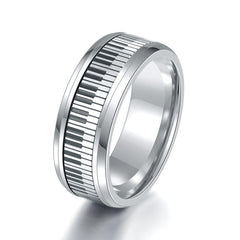 Yellow Chimes Rings for Men Stainless Steel Black and Silver Toned Keyboard Designed Band Finger Ring for Men and Boys.