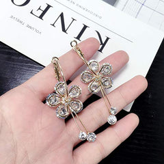 Yellow Chimes Stylish Floral A5 Grade Crystal Drop Earrings for Women and Girls