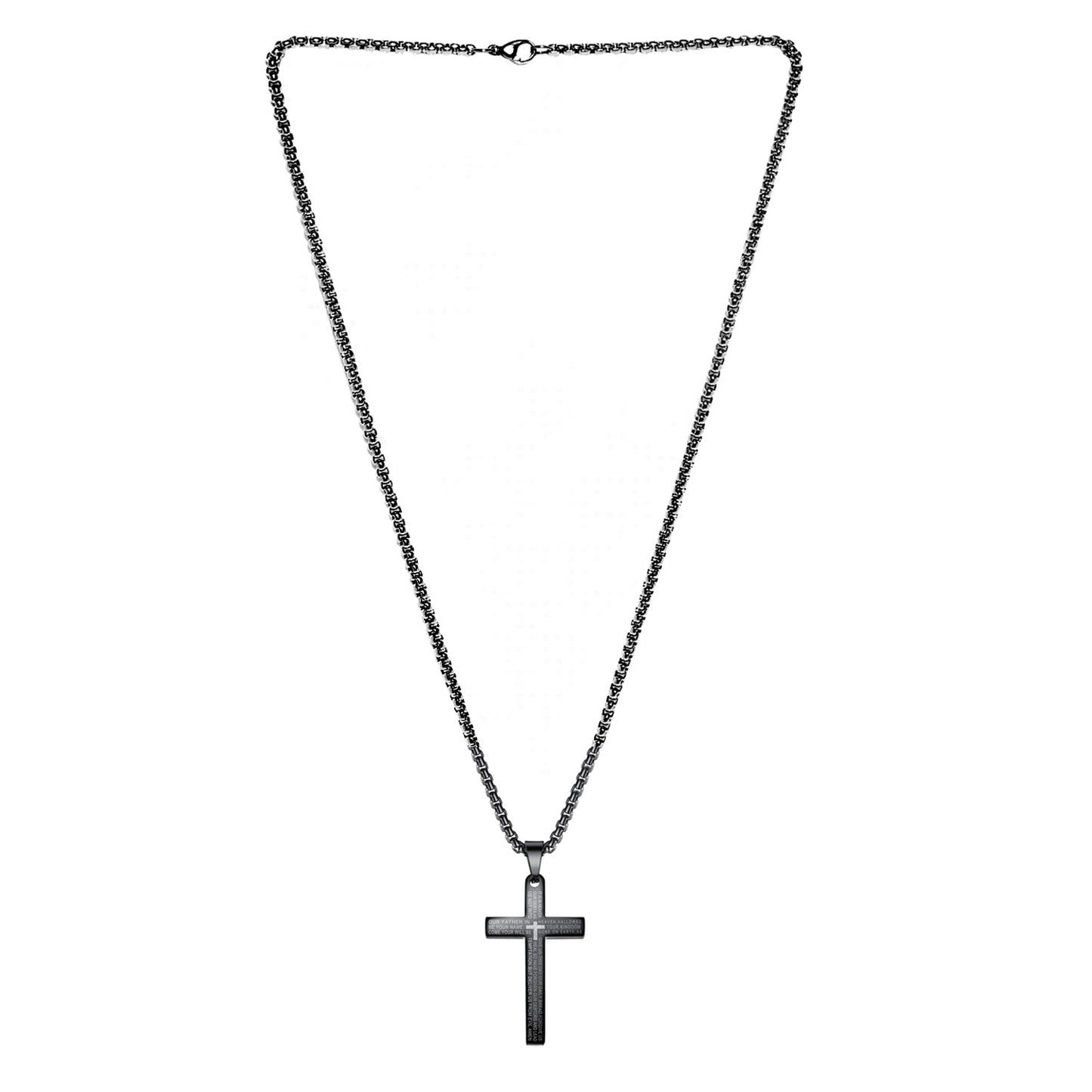 Yellow Chimes Pendant for Men and Boys Black Pendants For Men | Stainless Steel Lord's Prayer Cross Pendant Necklace Chain for Men | Birthday Gift for Men and Boys Anniversary Gift for Husband