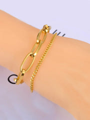 Yellow Chimes Bracelet for Women Rose Gold-Plated Stainless Steel Heartbeat Love Heart Charm Bracelet For Women and Girls