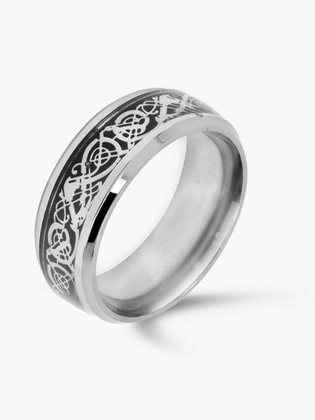 Yellow Chimes Combo of 2PCS Western Style Finger-Thumb and Black Dragon Stainless Steel Ring for Men and Boys