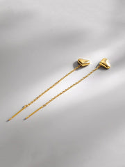 Yellow Chimes Threader Earrings for Women Gold Plated Heart Shaped Long Chain Threader Earrings For Women and Girls