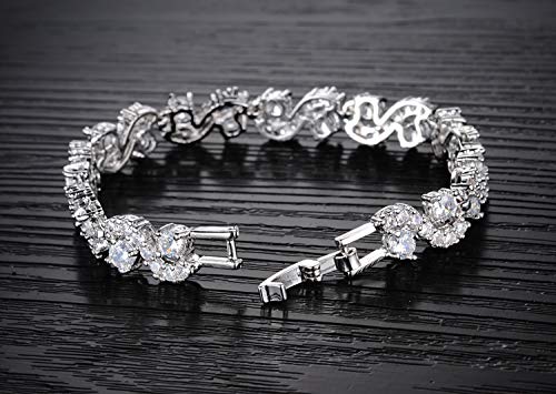 Taraash 925 Sterling Silver Multicolor Heart Shape Beads Cz Bracelet F