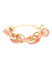 Yellow Chimes Chain Bracelet for Women Stainless Steel Gold Plated Big Peach Link Chain Bracelet for Women and Girls