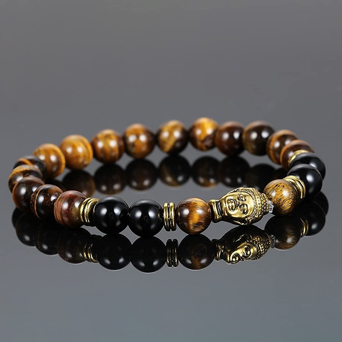 Yellow Chimes Bracelets for Men and Boys Brown Beads Bracelet for Men | D'Vine Buddha Beads Bracelet Reiki Onyx Charm Mens Bracelet | Birthday Gift for Men and Boys Anniversary Gift for Husband