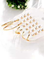 Yellow Chimes Hoop Earrings for Women Combo of 12 Pairs Stud Earrings Gold Plated Crystal Pearl Stud Hoop Earrings Set for Women and Girls.