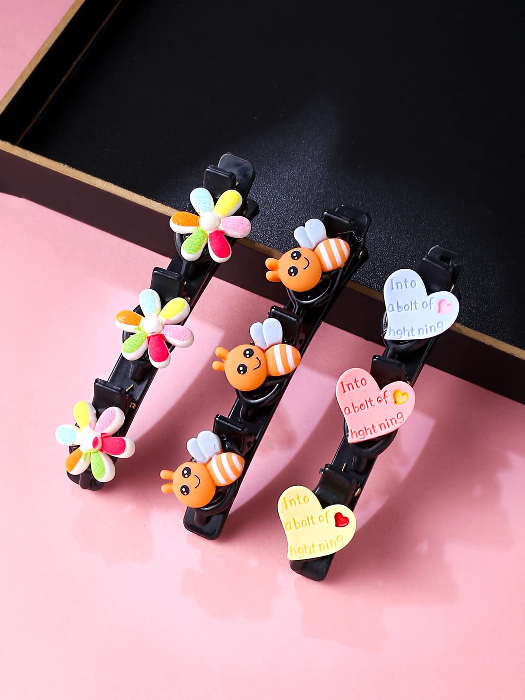 Melbees by Yellow Chimes Hair Clips for Girls Kids Hair Accessories for Girls Hair Clip Set of 3 Pcs Hairclips Alligator Clips for Hair Cute Charms Alligator Hair Clip for Girls Kids Teens Toddlers