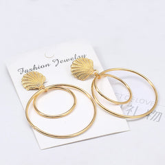Yellow Chimes Combo of 3 Pairs Latest Fashion Gold Plated Geometric Design Round Leaf Shape Dangle Earrings for Women and Girls, Medium, YCFJER-15GEOMTRC-C-GL