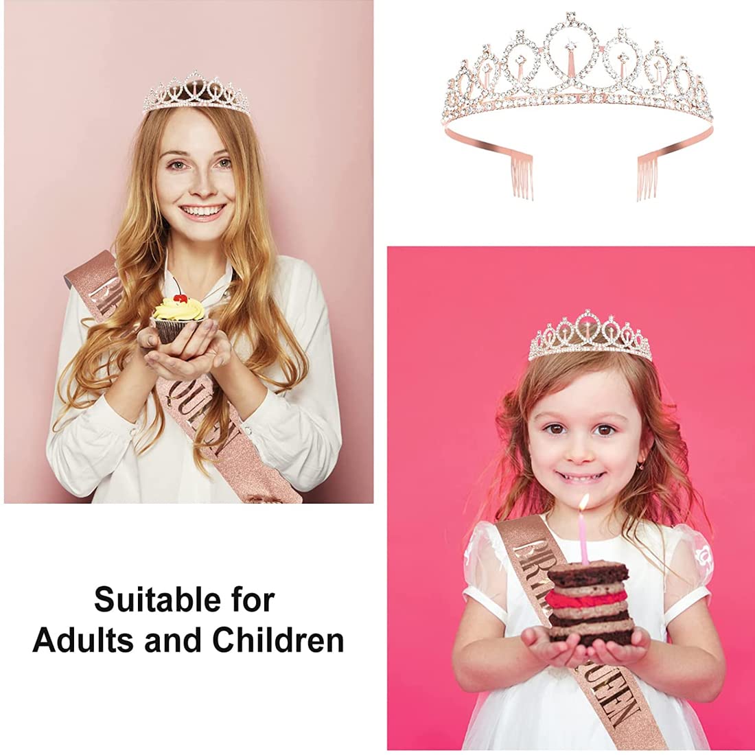 Yellow Chimes Crown for Women and Girls Birthday Crown for Women and Girls | Birthday Cown with Sash for Birthday Girls | Birthday Gift For Women and Girls