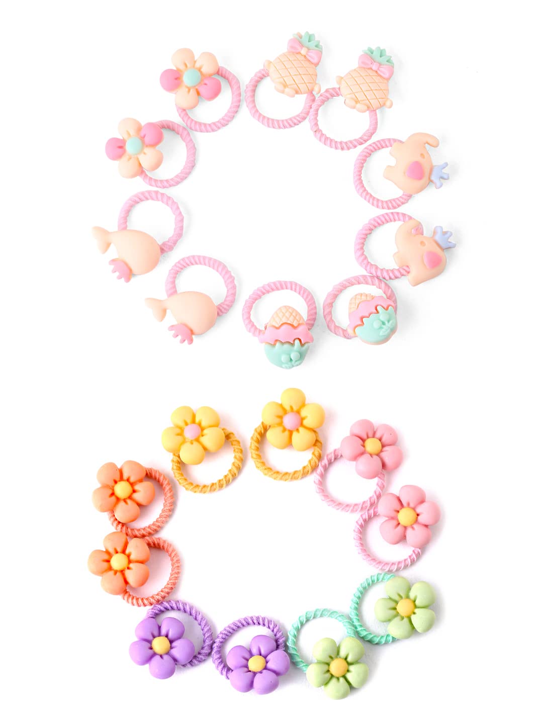 Melbees by Yellow Chimes Rubber Bands for Girls Kids Hair Accessories for Girls Hair Tie 20 Pcs Cute Characters Rubberbands for Kids Ponytail Holder For Baby Girls Toddlers