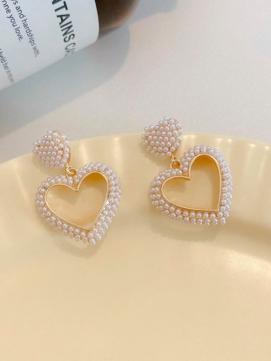 Yellow Chimes Earrings for Women and Girls Black Drop Earrings for Women | Valentine Special Love Heart Drop Earrings | Birthday Gift for girls and women Anniversary Gift for Wife