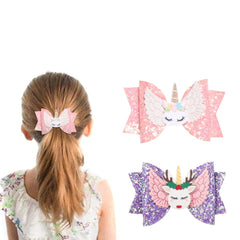 Melbees by Yellow Chimes Hair Clips for Girls Kids Hair Accessories for Girls Baby's Hair Clip 2 PCS Sequins Bow Unicorn Multicolor Alligator Hair Clips For Hair Bow Hair clips for Girls Kids Teens Toddlers