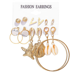 Yellow Chimes Earrings Set for Women Combo of 6 Pairs Gold Plated Geometric Shaped Stud Danglers Earrings for Women and Girls