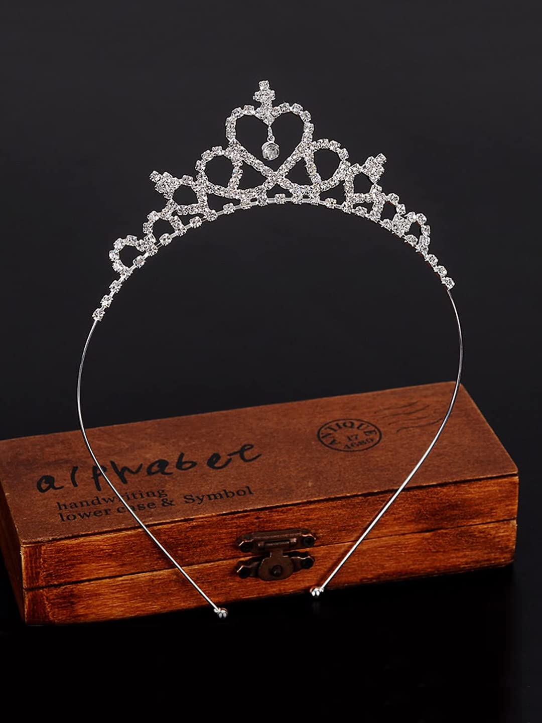 Melbees by Yellow Chimes Head Band For Women Silver Crystal Bead Hair Tiara Headband Crown Shape For Women and Girls