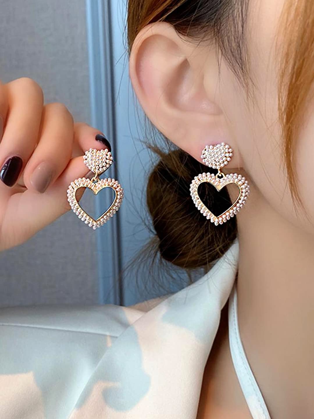 Yellow Chimes Earrings for Women and Girls Black Drop Earrings for Women | Valentine Special Love Heart Drop Earrings | Birthday Gift for girls and women Anniversary Gift for Wife