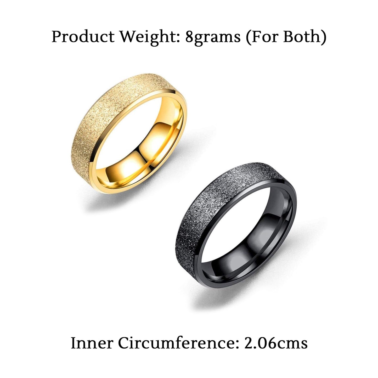 Yellow Chimes Combo of 2 PCs Trandy Western Style Titanium Collection Stardust Gold Black Band Stainless Steel Rings for Men and Boys