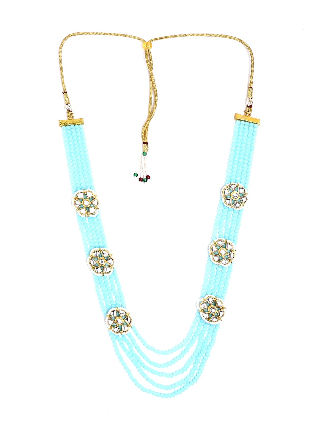 Yellow Chimes Traditional Jewellery Set for Women Ethnic Blue Kundan Beads Necklace Set Multilayer Long Necklace Set for Women and Girls.