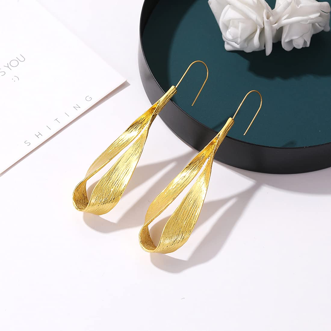 Yellow Chimes Elegant Latest Fashion Geometric Design Studded Crystal Floral Design Dangler Earrings for Women and Girls (Design 6)