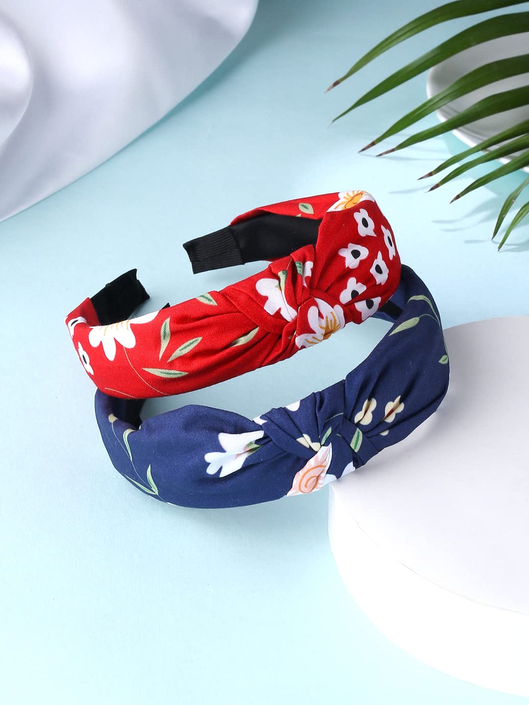 Yellow Chimes Hair Band for Women Girls Hair Accessories for Women 2 Pcs Headband for Women Knot Fabric Hair Band for Girls Twist Turban Headband Cross Knot Hair Bands Elastic Hair Accessories for Women